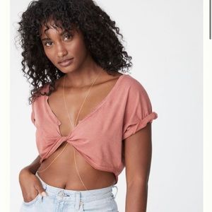 Moss Green Anthropologie Daily Practice Layla Twist Tee, Small, New with tags